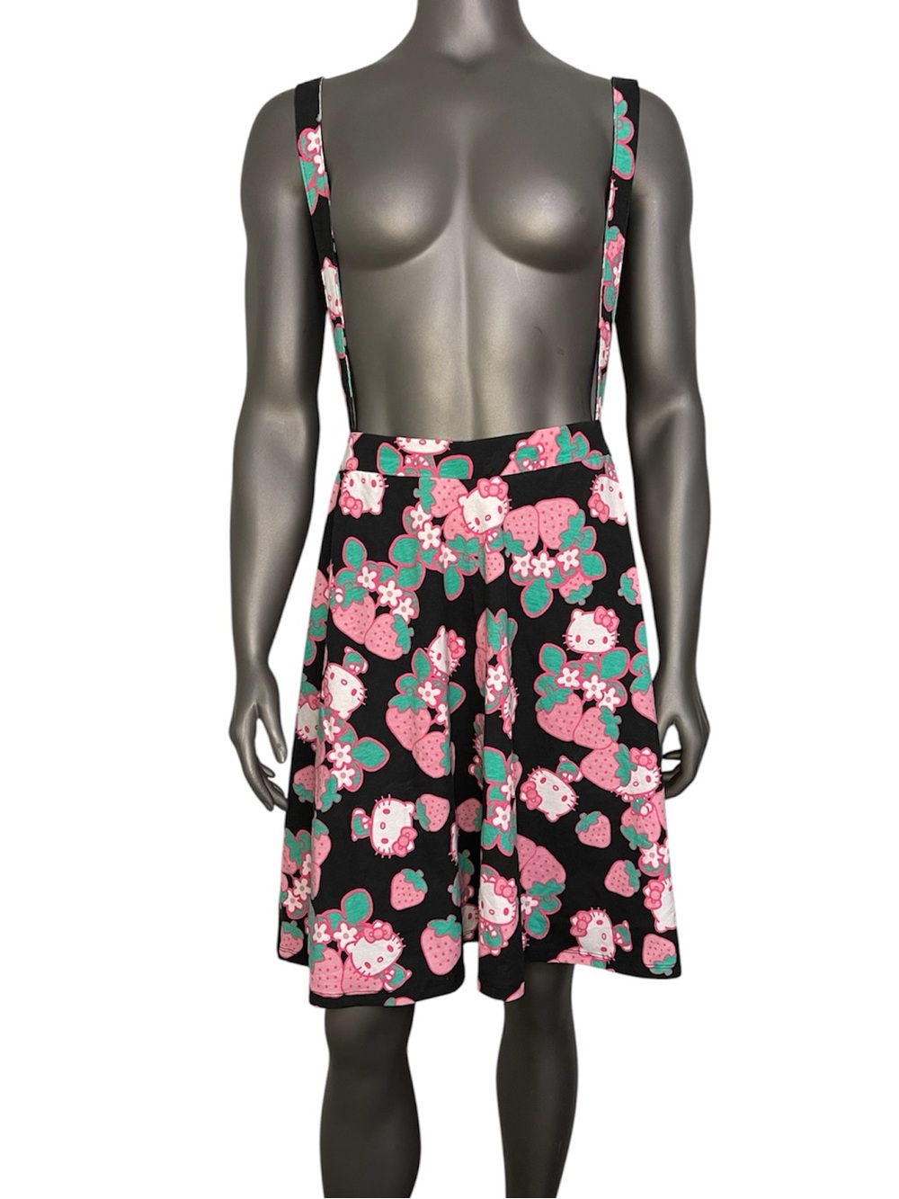 Hot Topic Hello Kitty Skirt w. Suspenders Woman’s 4X A-line Black Rockabilly